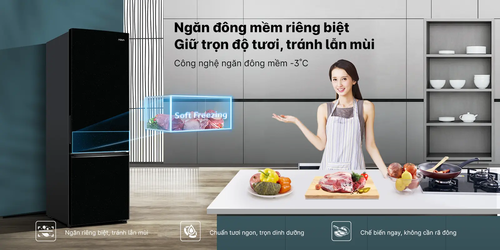 Tủ lạnh Aqua Inverter 260 lít AQR-B310MA(FB)